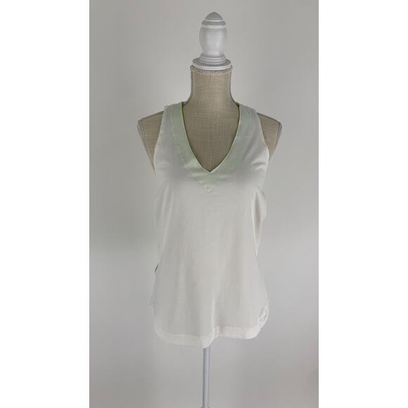 Nike Women's Top Sleeveless V-Neck Embroidered Logo White Green Size Large - Picture 1 of 10